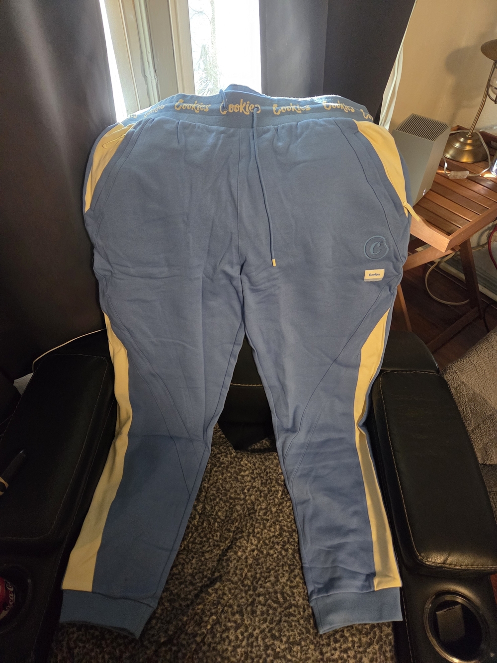 Cookies Men’s Blue Joggers with Yellow Side Panels